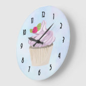 Köstliche rosa Cupcake Berry oben Große Wanduhr (Winkel)