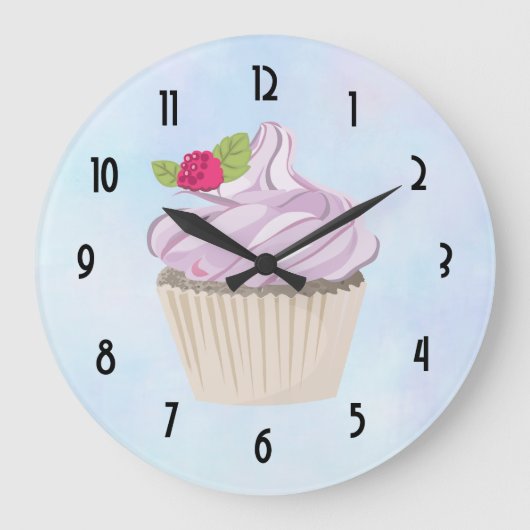 Köstliche rosa Cupcake Berry oben Große Wanduhr (Vorderseite)
