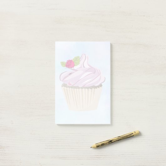 Köstliche rosa Cupcake Berry oben Post-it Klebezettel (Auf Schreibtisch)