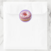 Köstliche Rosa Donut mit Sprinklerklammern Aufkleb Runder Aufkleber (Tasche)