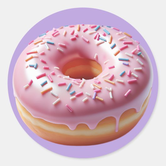 Köstliche Rosa Donut mit Sprinklerklammern Aufkleb Runder Aufkleber (Vorderseite)