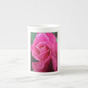 Köstliche rosa Rosen-Knochen-China-Tasse Porzellantasse