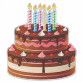 Köstliche Schokolade Geburtstagskuchen mit Kerzen Aufkleber (Vorderseite)