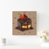 Köstliche Schokolade Ice Cream Cake Quadratische Wanduhr (Zuhause)