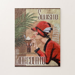 Köstliche Schokolade italienische Frau Vintage Puzzle