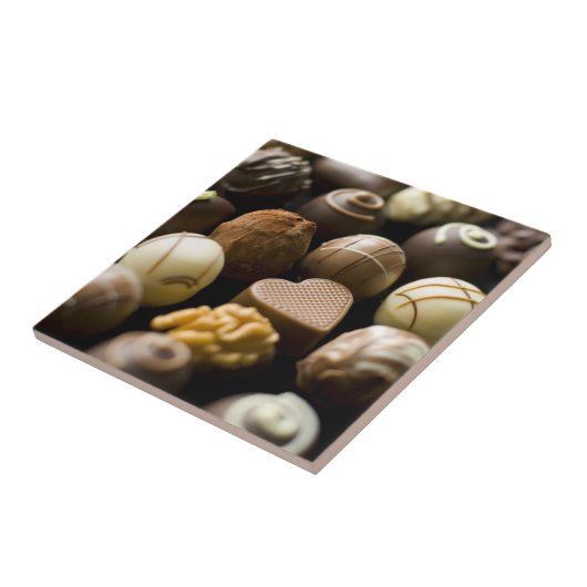 Köstliche Schokoladenpralinen Fliese (Seite)