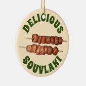 Köstliche Souvlaki Fleisch Schweinefleisch Skewer Keramik Ornament (Rechts)