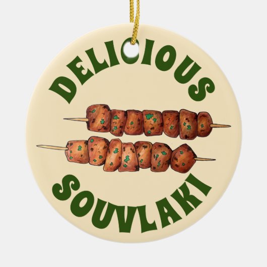 Köstliche Souvlaki Fleisch Schweinefleisch Skewer Keramik Ornament (Vorne)