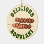 Köstliche Souvlaki Fleisch Schweinefleisch Skewer Keramik Ornament (Links)