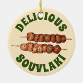 Köstliche Souvlaki Fleisch Schweinefleisch Skewer Keramik Ornament (Hinten)
