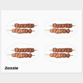 Köstliche Souvlaki Fleisch Schweinefleisch Skewer  Ovaler Aufkleber (Blatt)