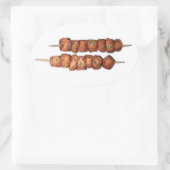 Köstliche Souvlaki Fleisch Schweinefleisch Skewer  Ovaler Aufkleber (Tasche)