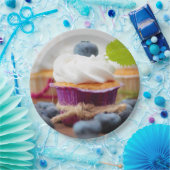 Köstlicher Blueberry Cupcake mit Creme Pappteller (Party)