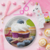 Köstlicher Blueberry Cupcake mit Creme Pappteller (Party)