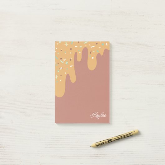 Köstlicher Caramel-Zuckerguss sprinklert Ihren Nam Post-it Klebezettel (Auf Schreibtisch)