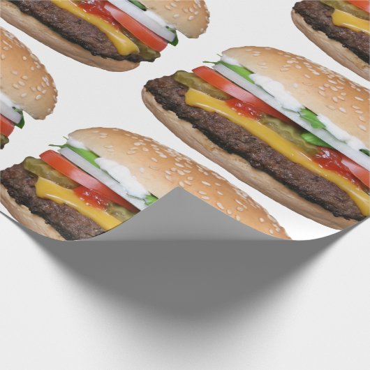 köstlicher Cheeseburger mit Geschenkpapier (Ecke)
