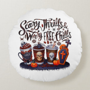 Köstlicher Halloween-Kaffee für Spooky Sips! Rundes Kissen