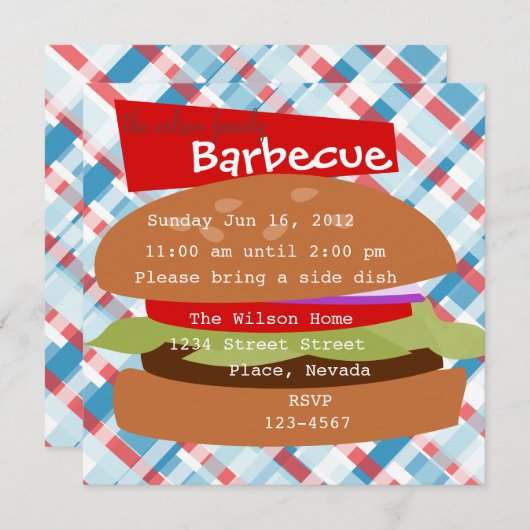 Köstlicher Hamburger Einladung (Vorne/Hinten)