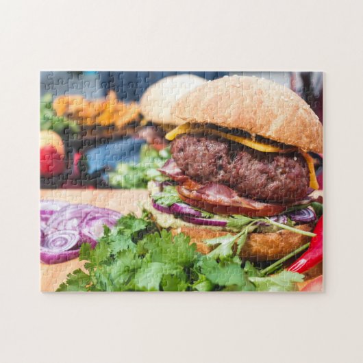 Köstlicher Hamburger mit allen Fixins Puzzle (Horizontal)