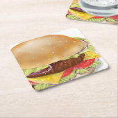 Köstlicher Hamburger oder Käsebrötler. Rechteckiger Pappuntersetzer (angewinkelt)