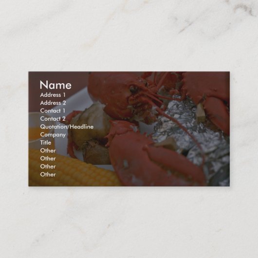 Köstlicher Hummer mit gezeichneter Butter, Visitenkarte (Vorderseite)