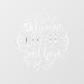 Köstlicher Kaffee hier verkauft Fensteraufkleber (Blatt)