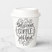 Köstlicher Kaffee hier verkauft | Logo hinzufügen Pappbecher (Vorderseite)