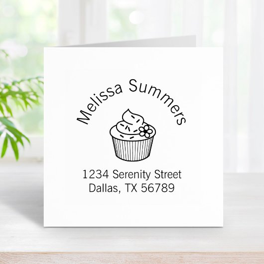 Köstlicher Kuchen mit Zuckerguss Yummy-Adresse Gummistempel