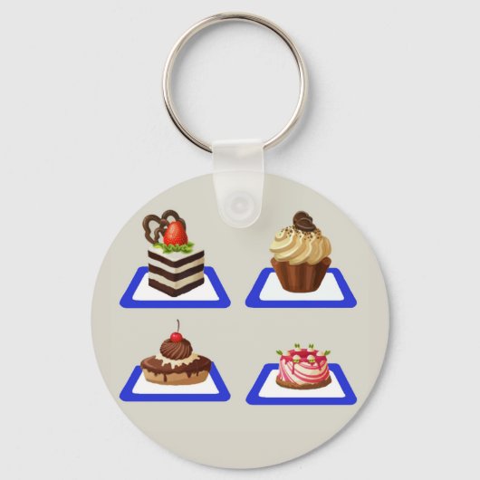 Köstlicher Kuchenständer Schlüsselanhänger (Vorderseite)