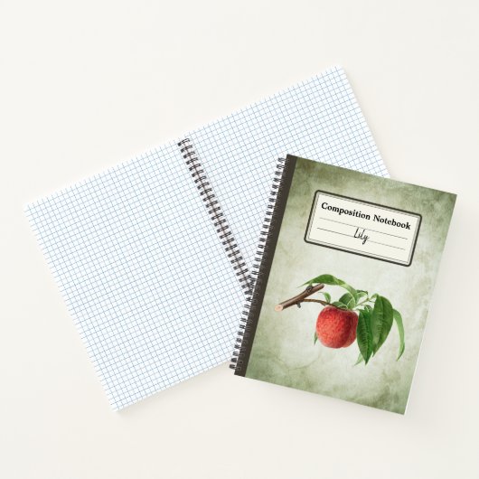 Köstlicher Pfirsich in einem Zweig Personalisiert  Notizblock (Innenseite)