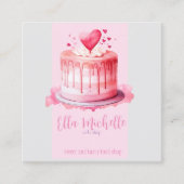 köstlicher rosa Kuchen Quadratische Visitenkarte (Vorderseite)