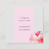 köstlicher rosa Kuchen Quadratische Visitenkarte (Rückseite)