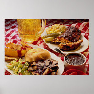 Köstliches Barbecux-Rindfleisch auf einem Kaiser-K Poster