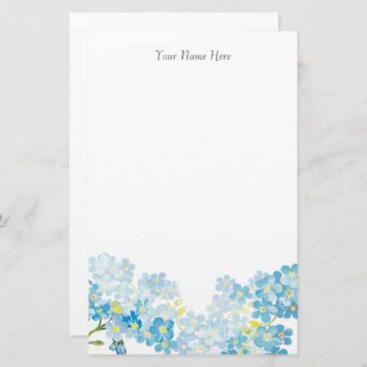Köstliches Blau vergisst mich nicht Briefpapier (Vorne/Hinten)