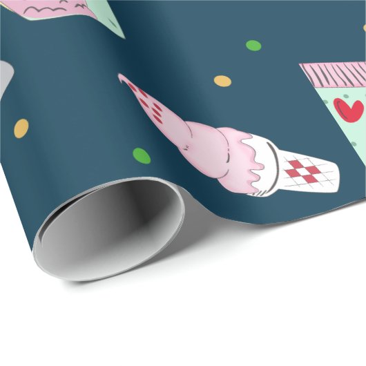 Köstliches Eiscreme-Muster-Packpapier Geschenkpapier (Rolleneckpunkt)