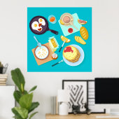 Köstliches Frühstück Pancakes Eierkuchen Kaffee Poster (Heimbüro)