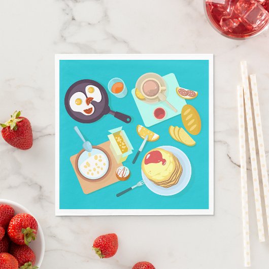 Köstliches Frühstück Pancakes Eierkuchen Kaffee Serviette