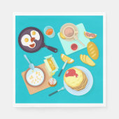 Köstliches Frühstück Pancakes Eierkuchen Kaffee Serviette (Vorderseite)