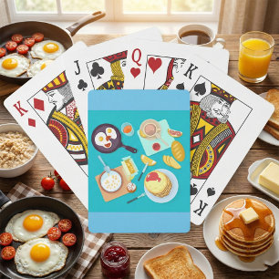 Köstliches Frühstück Pancakes Eierkuchen Kaffee Spielkarten