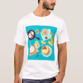 Köstliches Frühstück Pancakes Eierkuchen Kaffee T-Shirt (Vorderseite)