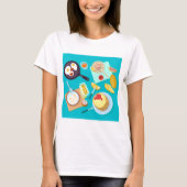 Köstliches Frühstück Pancakes Eierkuchen Kaffee T-Shirt (Vorderseite)