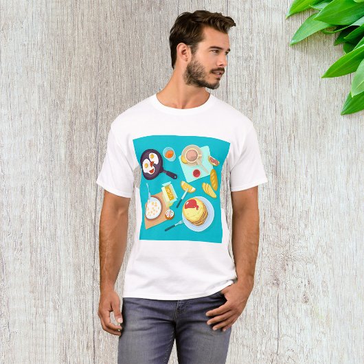 Köstliches Frühstück Pancakes Eierkuchen Kaffee T-Shirt