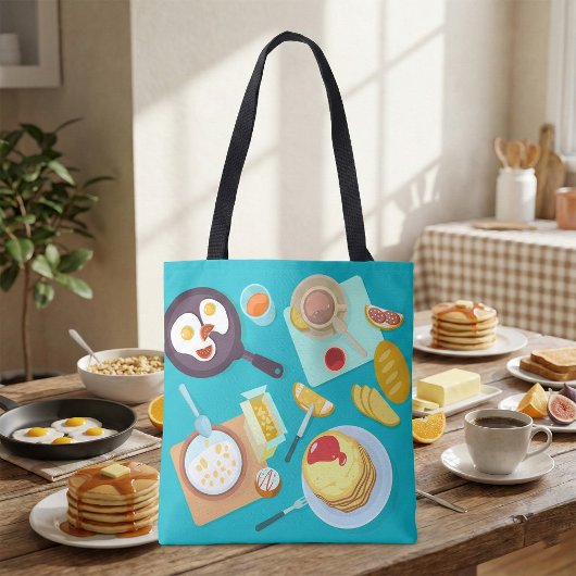 Köstliches Frühstück Pancakes Eierkuchen Kaffee Tasche