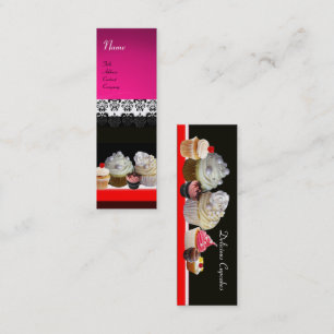 KÖSTLICHES KUCHEN-WÜSTEN-GESCHÄFT, rosa lila Mini Visitenkarte