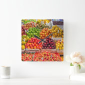 Köstliches Obstsortiment Quadratische Wanduhr (Zuhause)