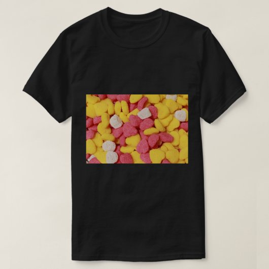 Köstliches Rosa und gelbe Bonbons T-Shirt (Design vorne)