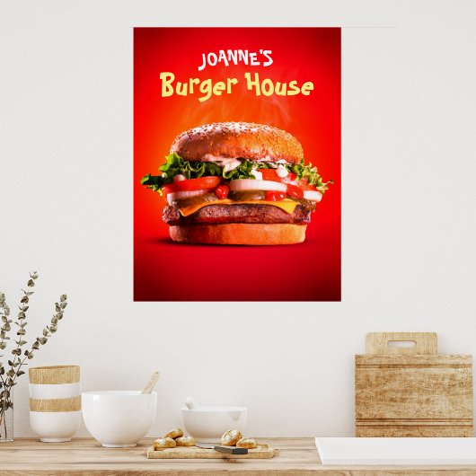 Köstliches Steak Cheese Burger House Poster (Küche)