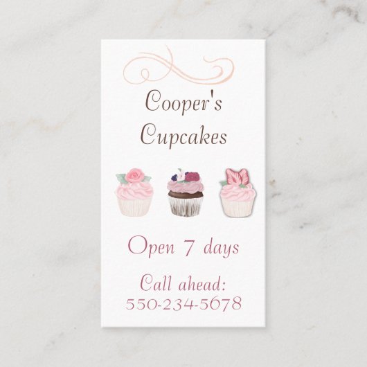 Köstliches Trio Cupcakes Bäckerei Business Card Visitenkarte (Vorderseite)