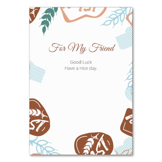 Köstliches Weizenbrotmuster Tischnummer (Rückseite)