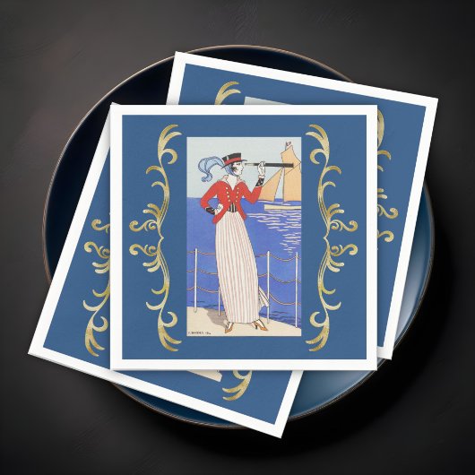 Kostüm der Yacht von George Barbier Square Serviette